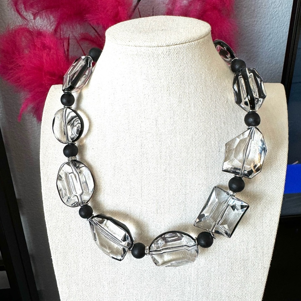 Chico’s Clear Acrylic Large Bead Necklace